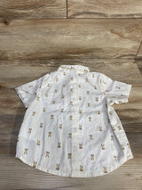 Old Navy Bunny Print Button Up Shirt White sz 2T