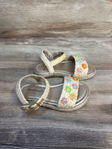 Haulte Hippie Floral Embroidered Sandals Tan sz 7c