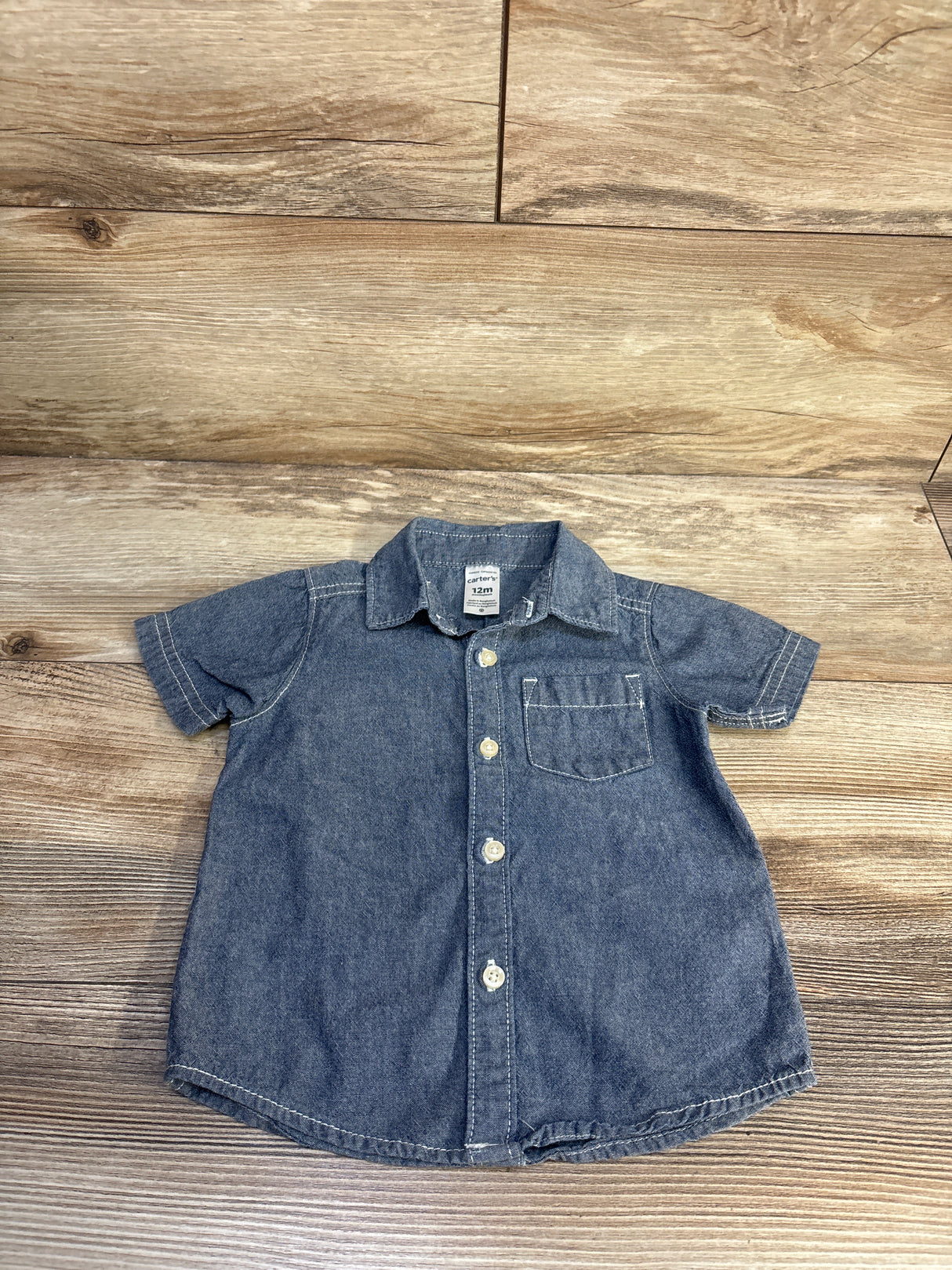 Carter's Chambray Button-Up Shirt Blue sz 12m