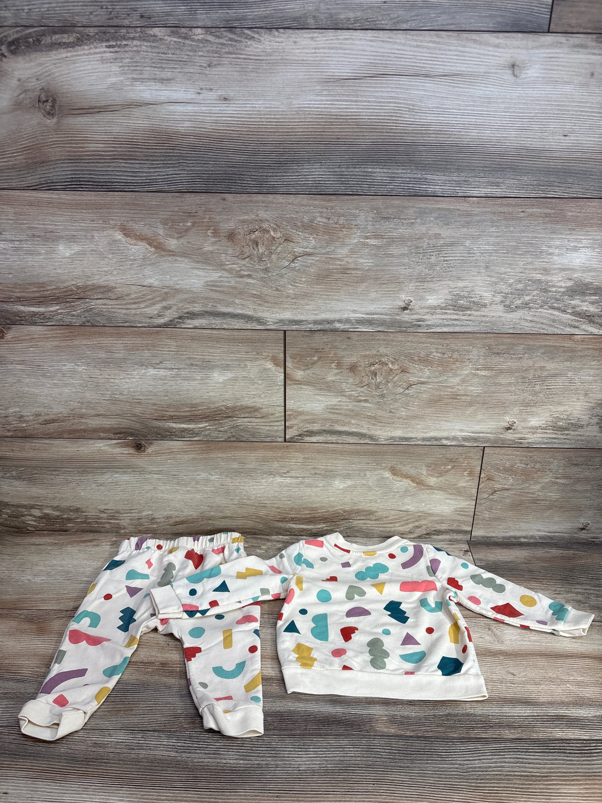 Cat & Jack 2pc Shape Print Sweatshirt & Jogger Set Cream sz 12m