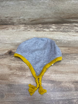 Angel Dear Knit Pilot Hat With Ear Flaps Grey/Yellow Sz 6-12