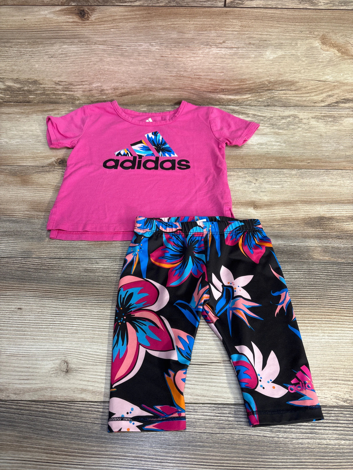 Adidas 2pc Logo Shirt & Leggings Pink sz 12m