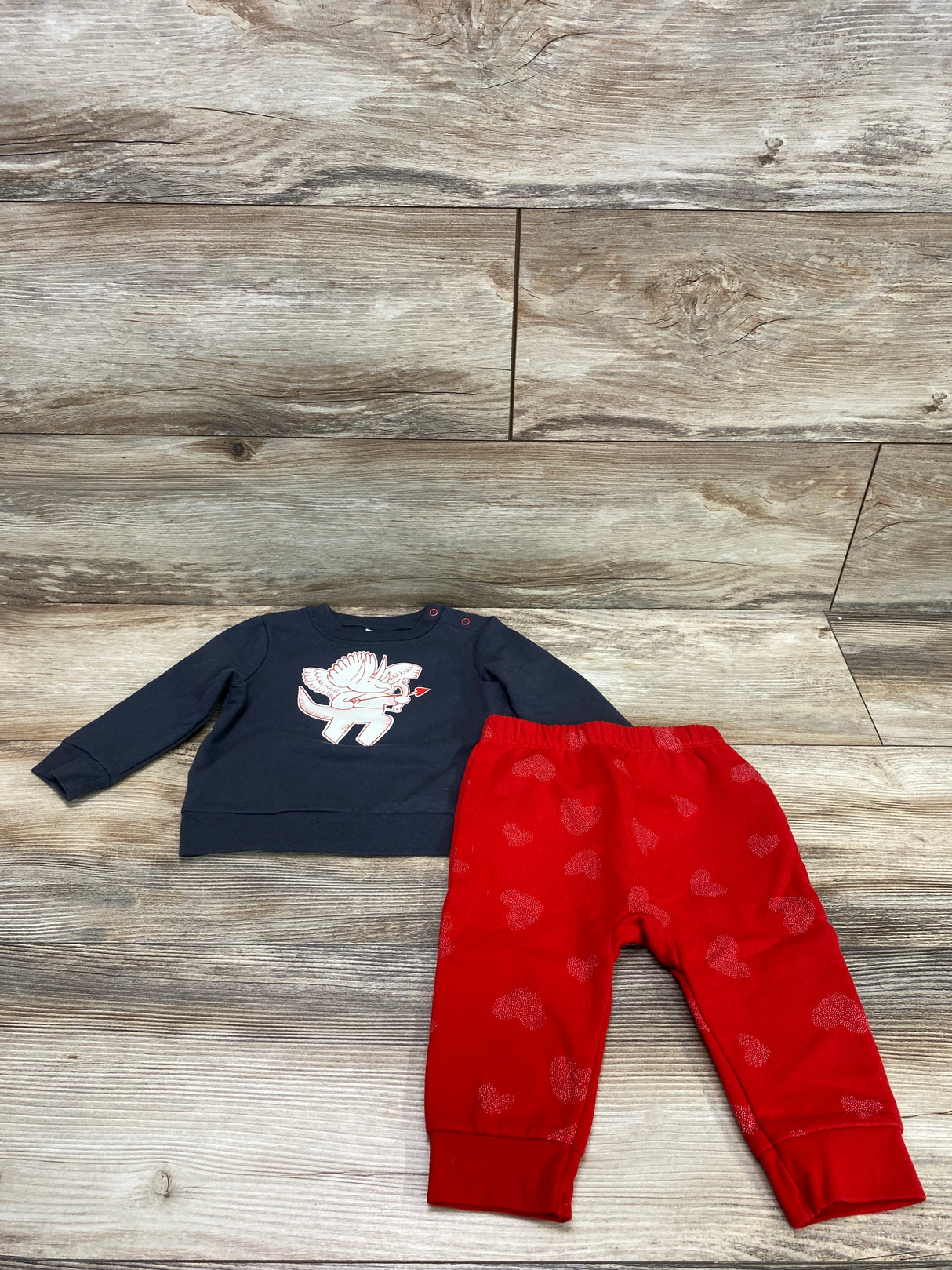 Cat & Jack 2pc Dino Cupid Sweatshirt & Pants Grey sz 6-9m