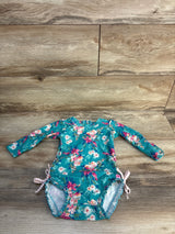 RuffleButts Long Sleeve 1pc Rashguard Swimsuit Blue sz 12-18m