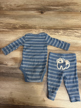 Carter's 2pc Striped Panda Bodysuit Set Blue sz