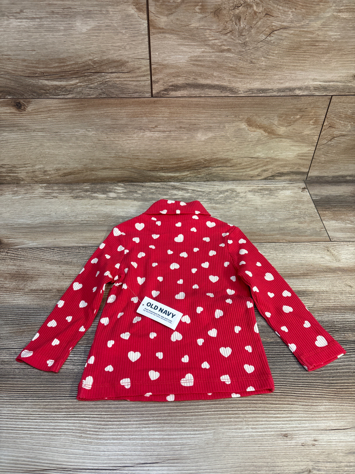 Old Navy Ribbed Heart Print Turtle Neck Shirt Pink sz 12-18jm