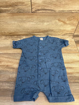 H&M Elephant Print Shortie Romper Blue sz 4-6m