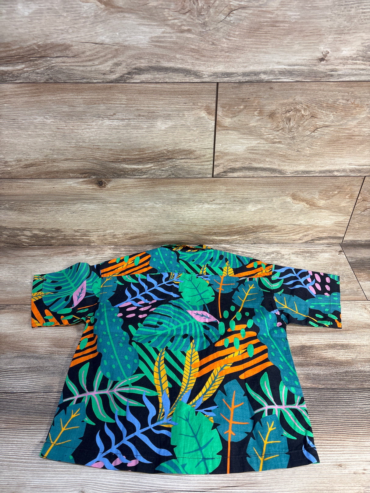 NEW H&M Leaf Print Button Up Shirt Black sz 5T