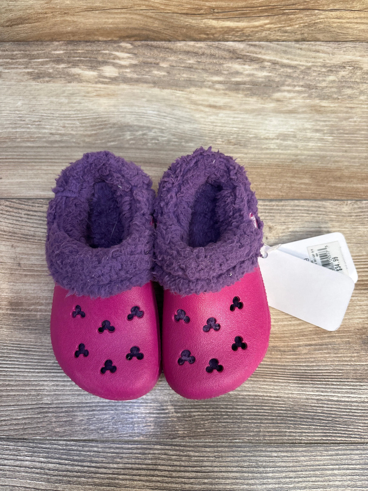 NEW Disney Crocs Classic Lined Clogs 'Mickey Mammoth', Pink sz 8/9c
