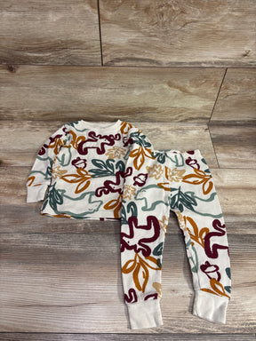 Carter's 2pc beige waffle knit pajama set for baby with abstract leaf print