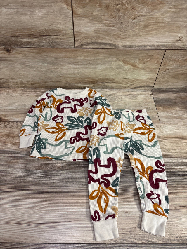 Carter's 2pc beige waffle knit pajama set for baby with abstract leaf print