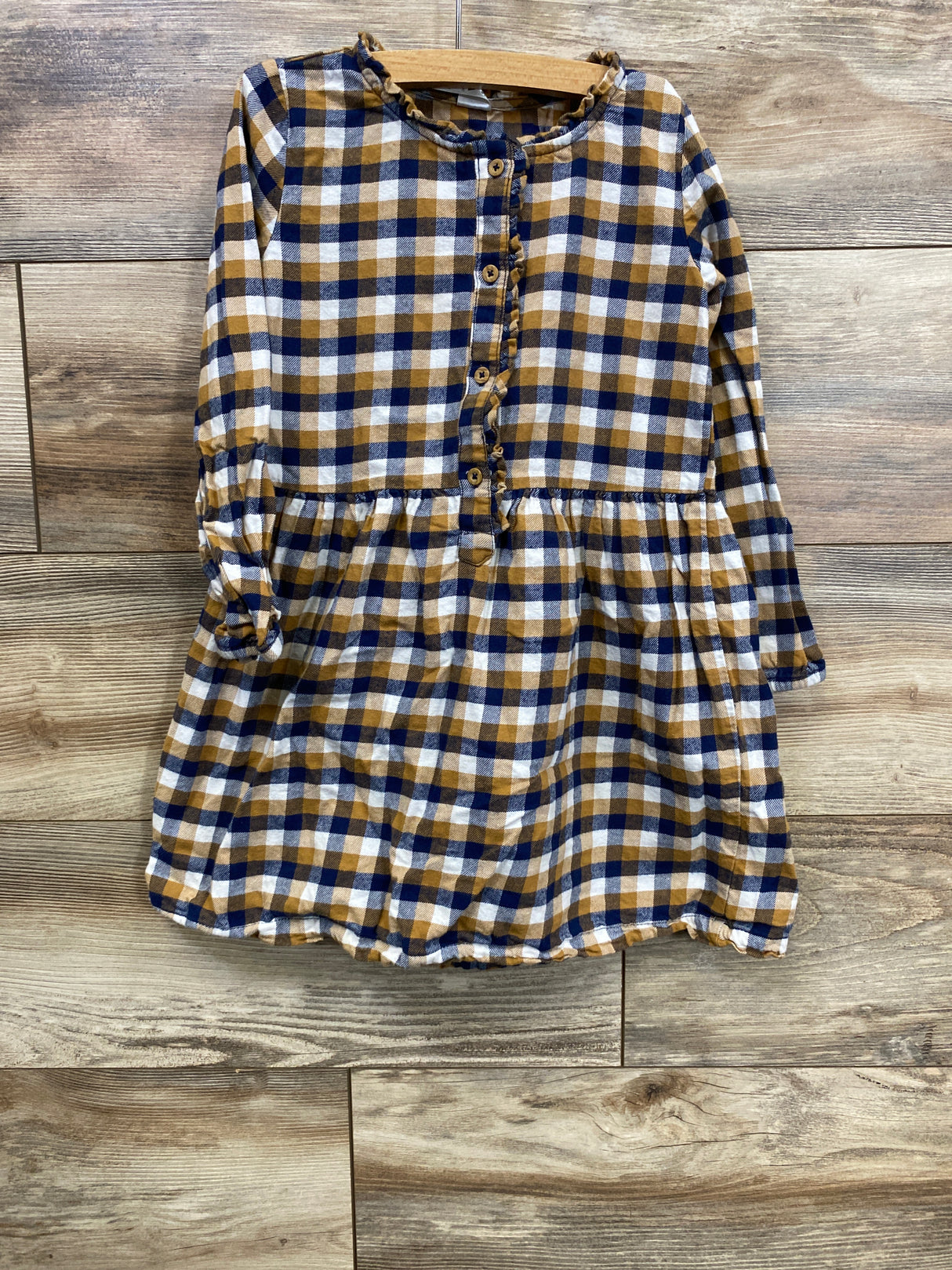 Carter's Plaid Button Up Dress Carmel sz 5T