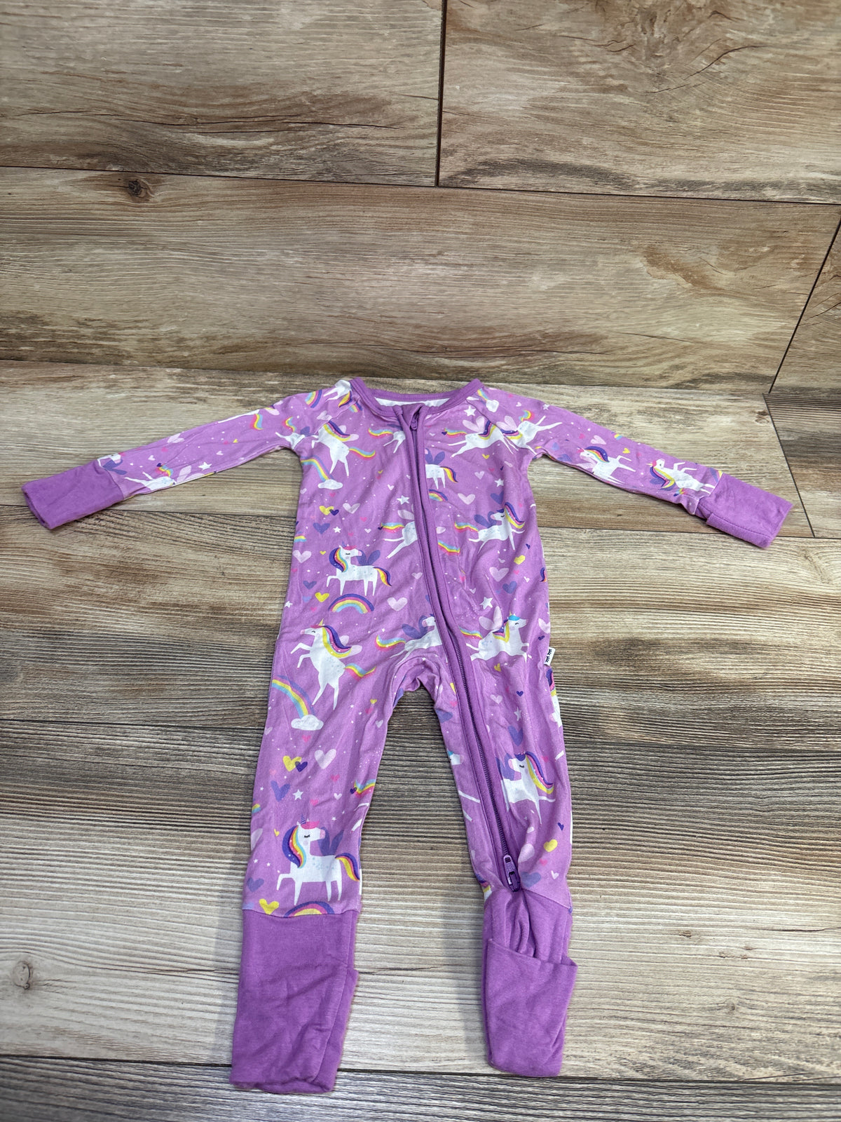 Little Sleepies Bamboo Unicorn Convertible Sleeper Purple sz 0-3m