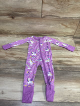 Little Sleepies Bamboo Unicorn Convertible Sleeper Purple sz 0-3m