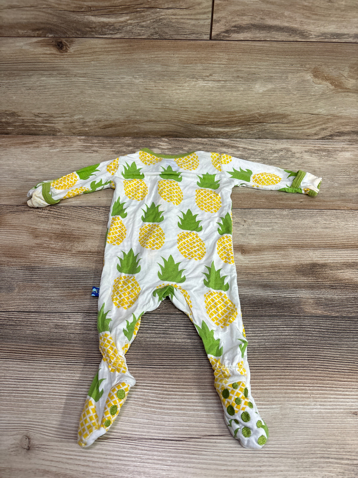 Kickee Pants Bamboo Pineapple Snap Footie White sz 0-3m