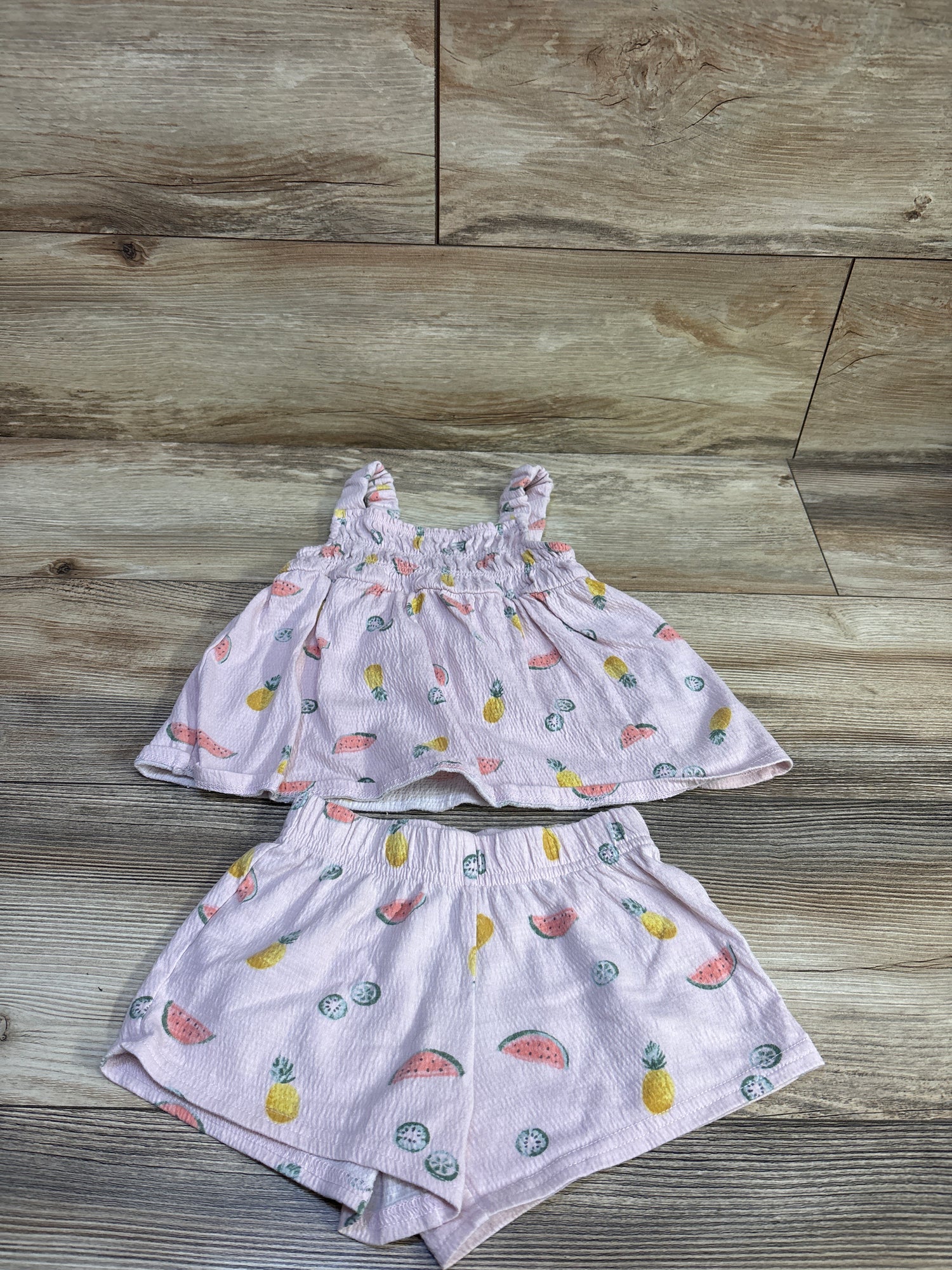 Carter's 2pc Fruit Print Tank Top & Shorts Set Pink sz 3T