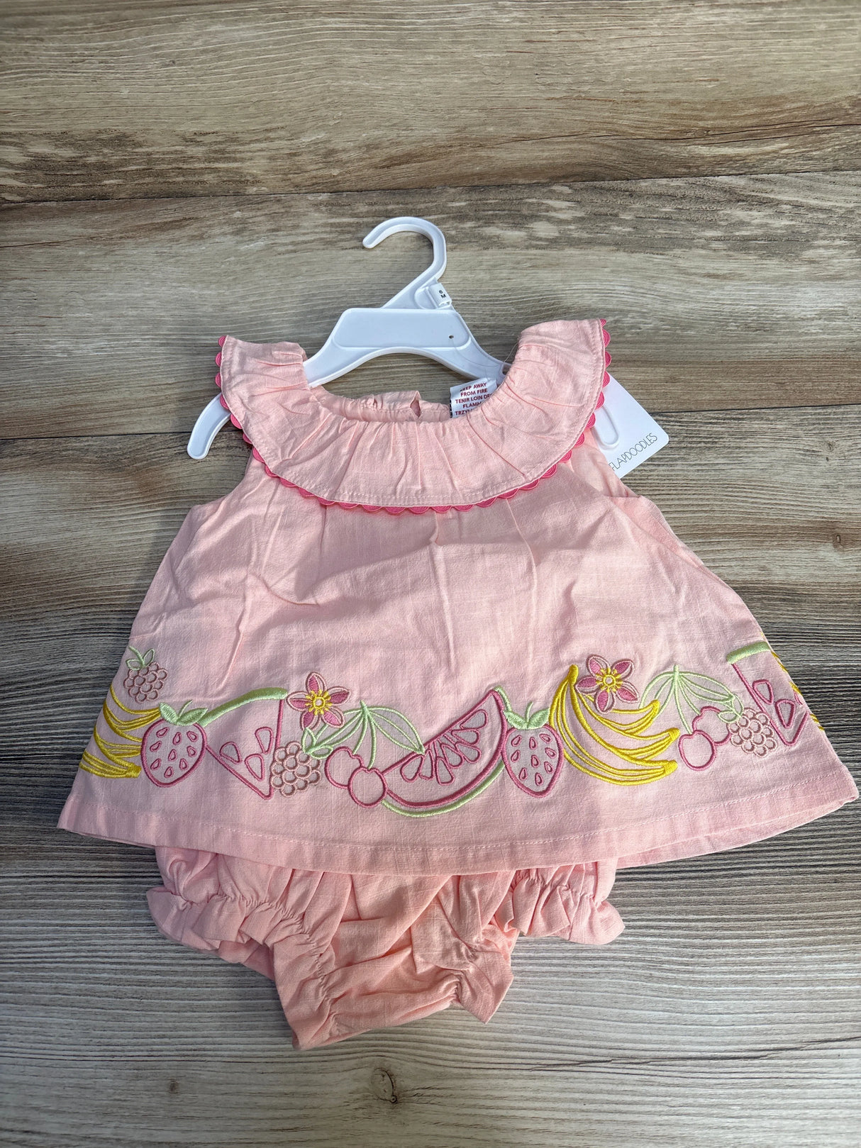 NEW Flapdoodles Embroidered Bodysuit Dress Pink sz 3-6m