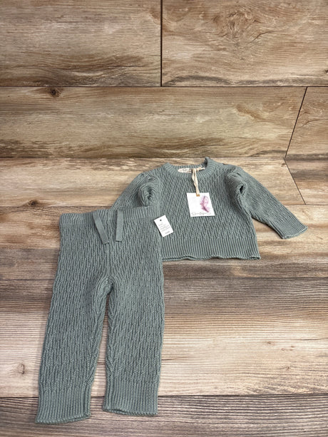 New Me n Mommy To Be 2pc knit sweater and pants set in green for infants size 3-6m
