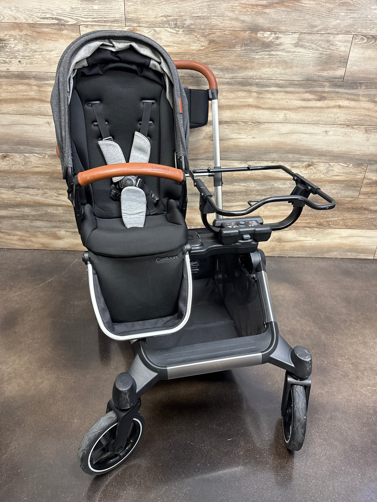 Contours Element Single to Double Stroller + Second Reversible Seat, Black