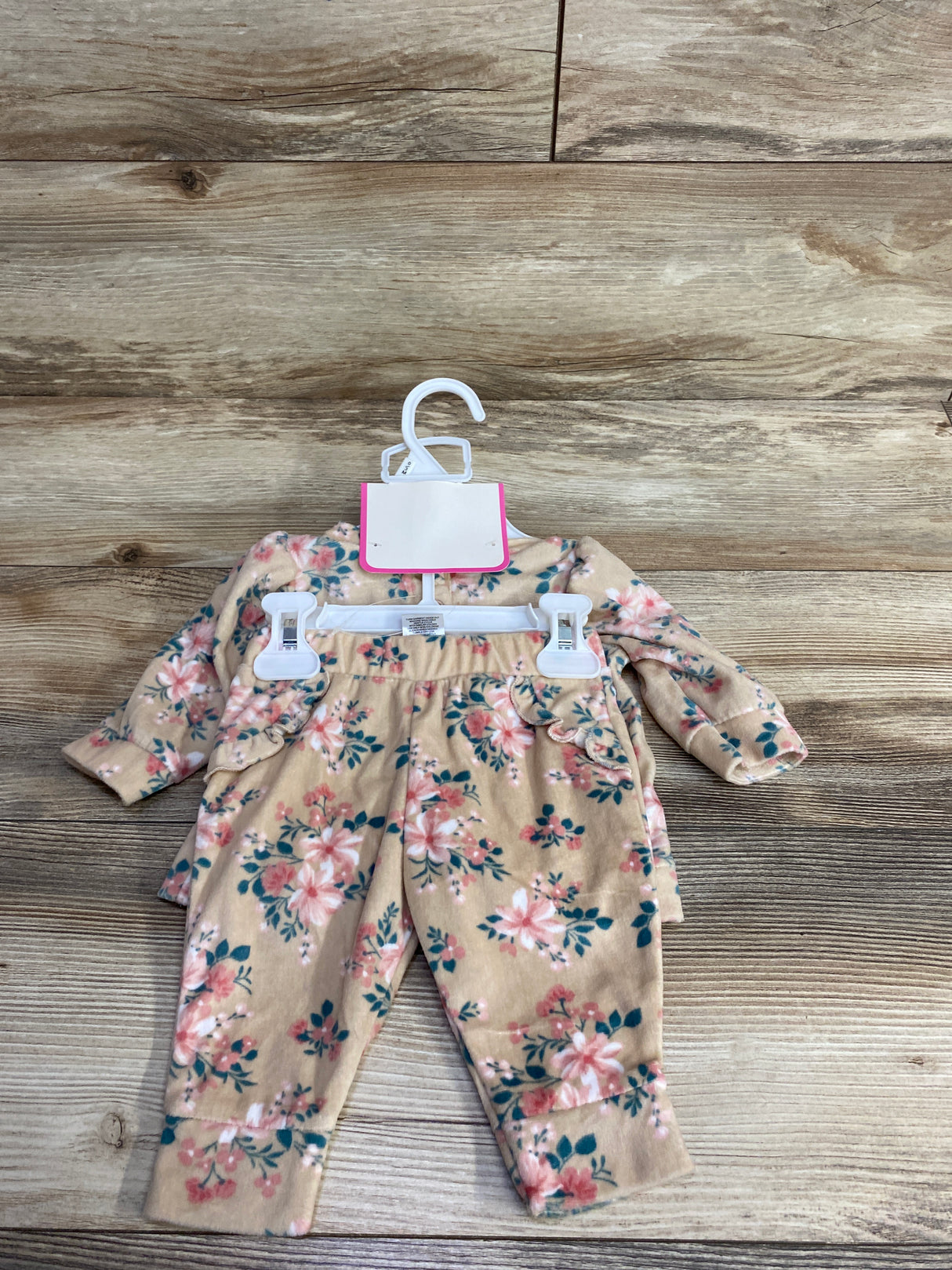 NEW Little Lass 3pc Floral Shirt & Pants Set Beige sz 0-3m