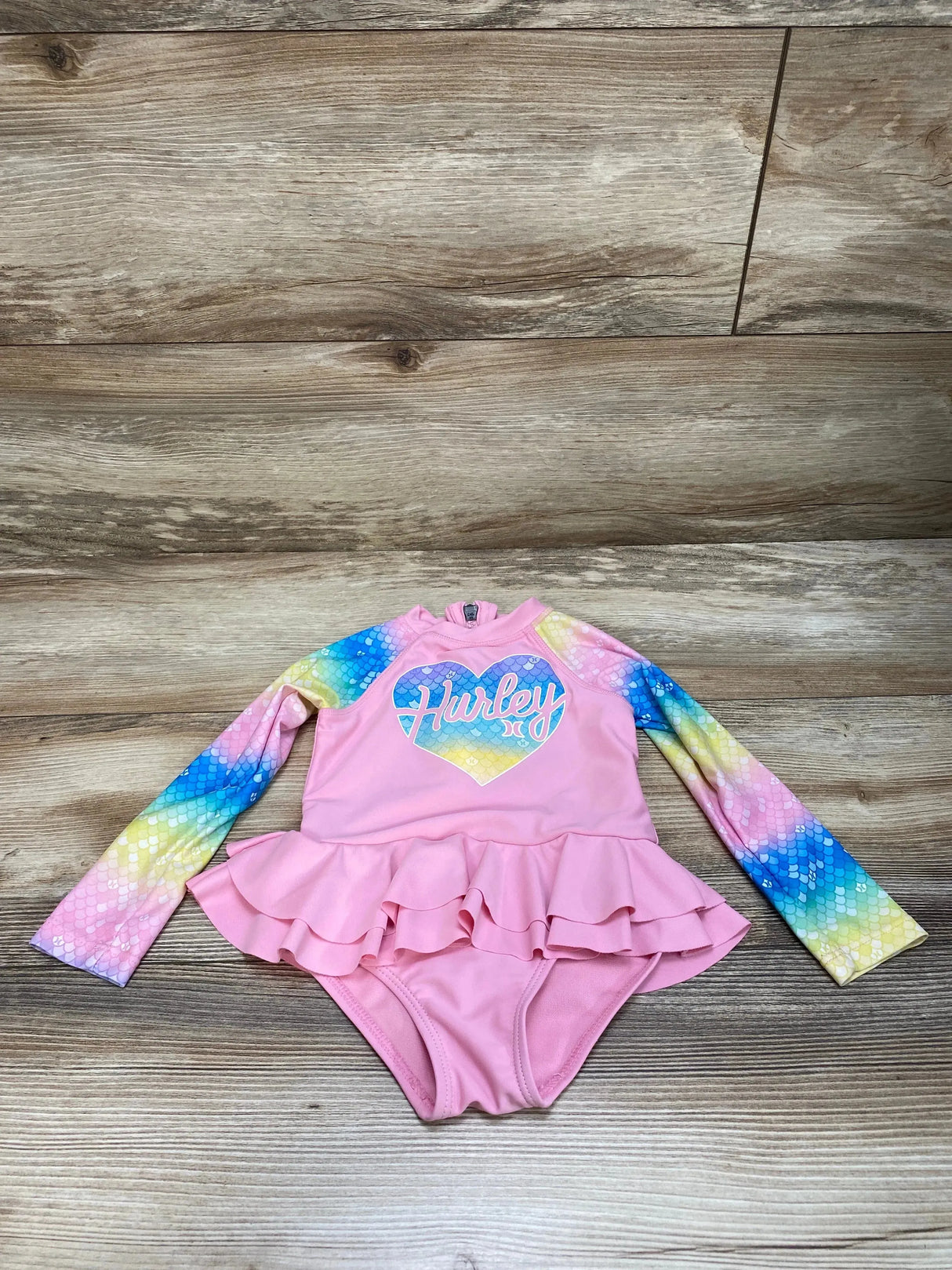 Hurley Pink 1pc Rashguard Swimsuit sz 18m