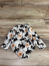 Rarjuiey Long Sleeve Button-Up Cowboy Bubble Romper Ivory sz 0-3m