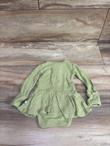 Posh P. Bamboo Waffle Knit Long Sleeve Henley Twirl Skirt Bodysuit Green sz 0-3m