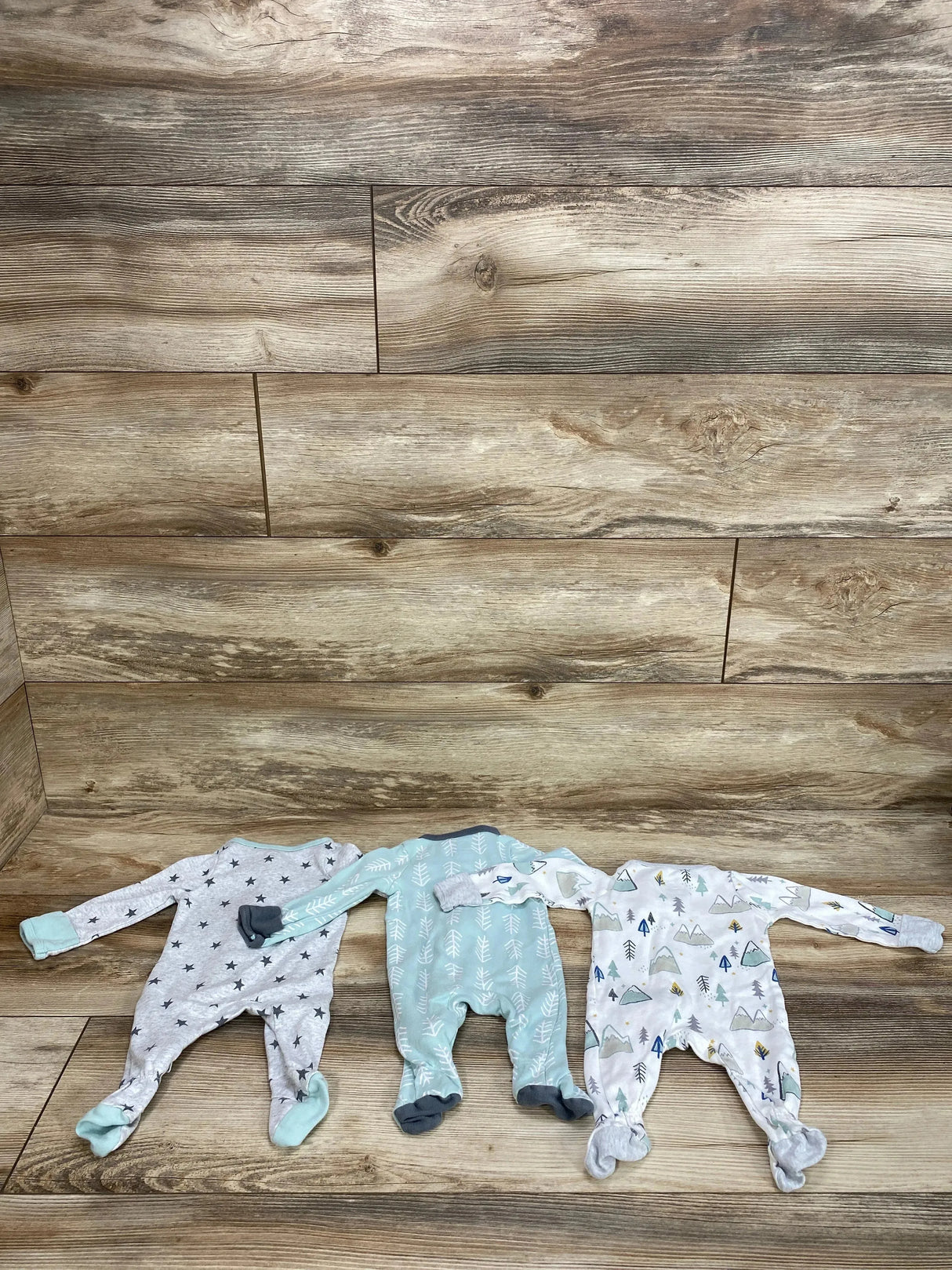 Cloud Island 3pk Sleepers Grey sz Newborn