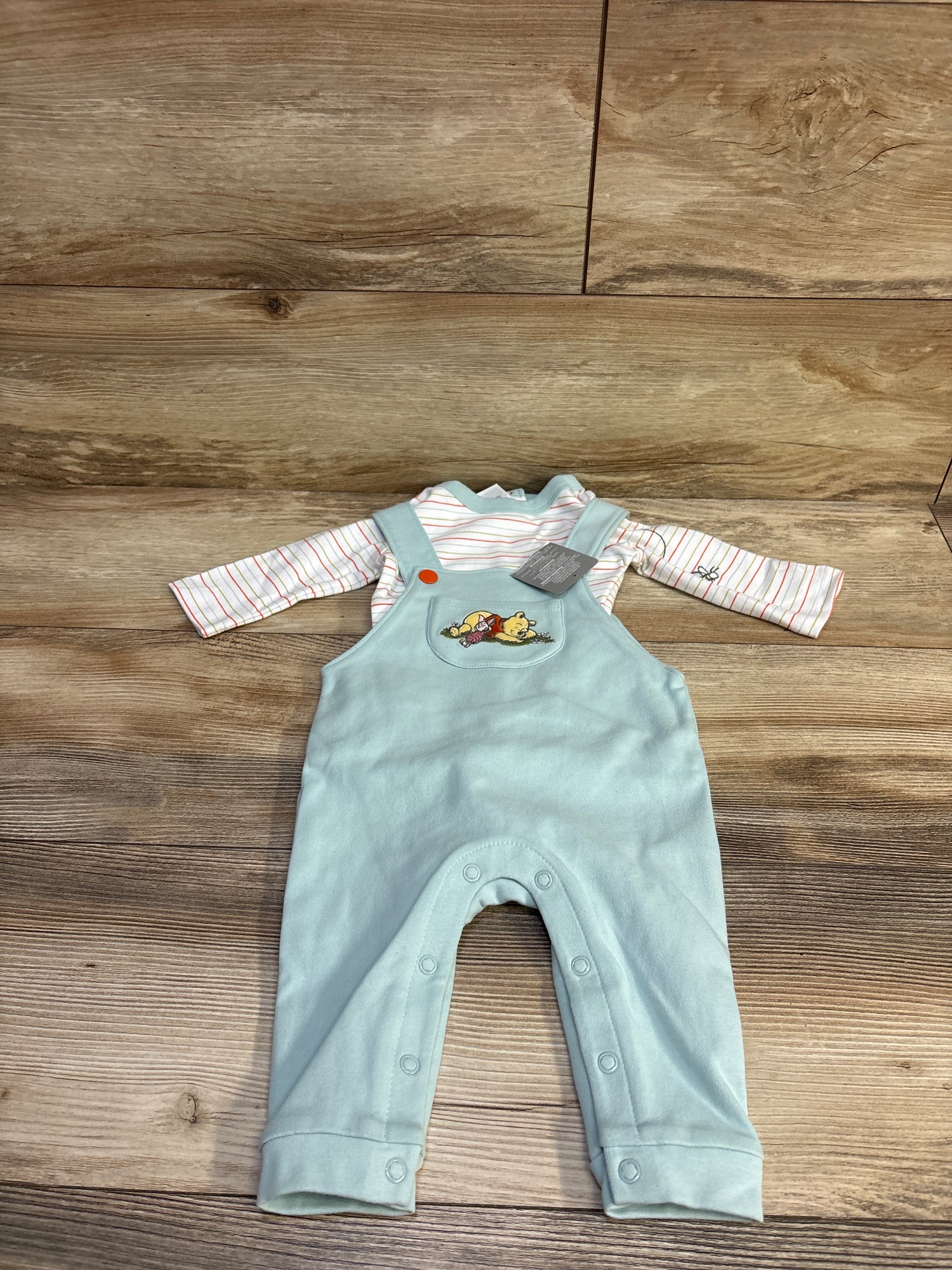 NEW Disney Store 2pc Winnie The Pooh Overall Set White sz 3-6m