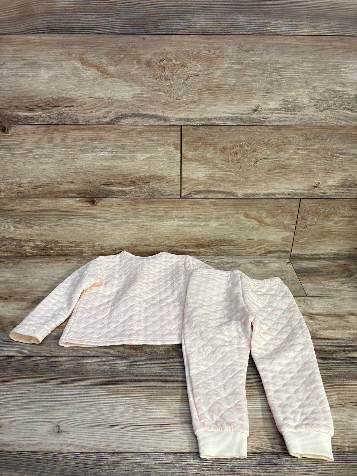 7 For All Mankind 2pc Quilted Houndtooth Cardigan & Pants Set White sz 24m