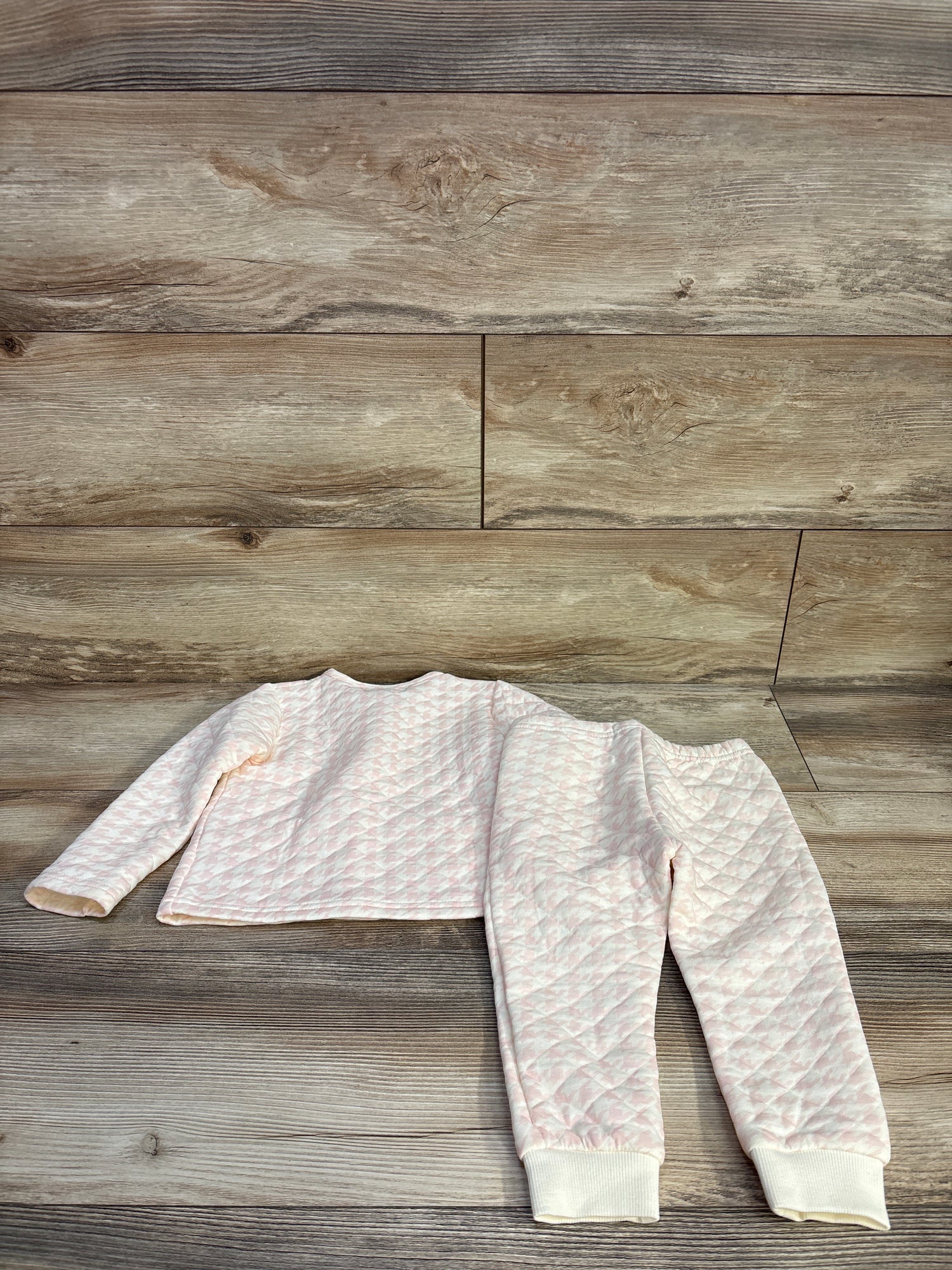 7 For All Mankind 2pc Quilted Houndtooth Cardigan & Pants Set White sz 24m