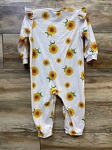 Sunflower Print Ruffle Coverall White sz 12-18m