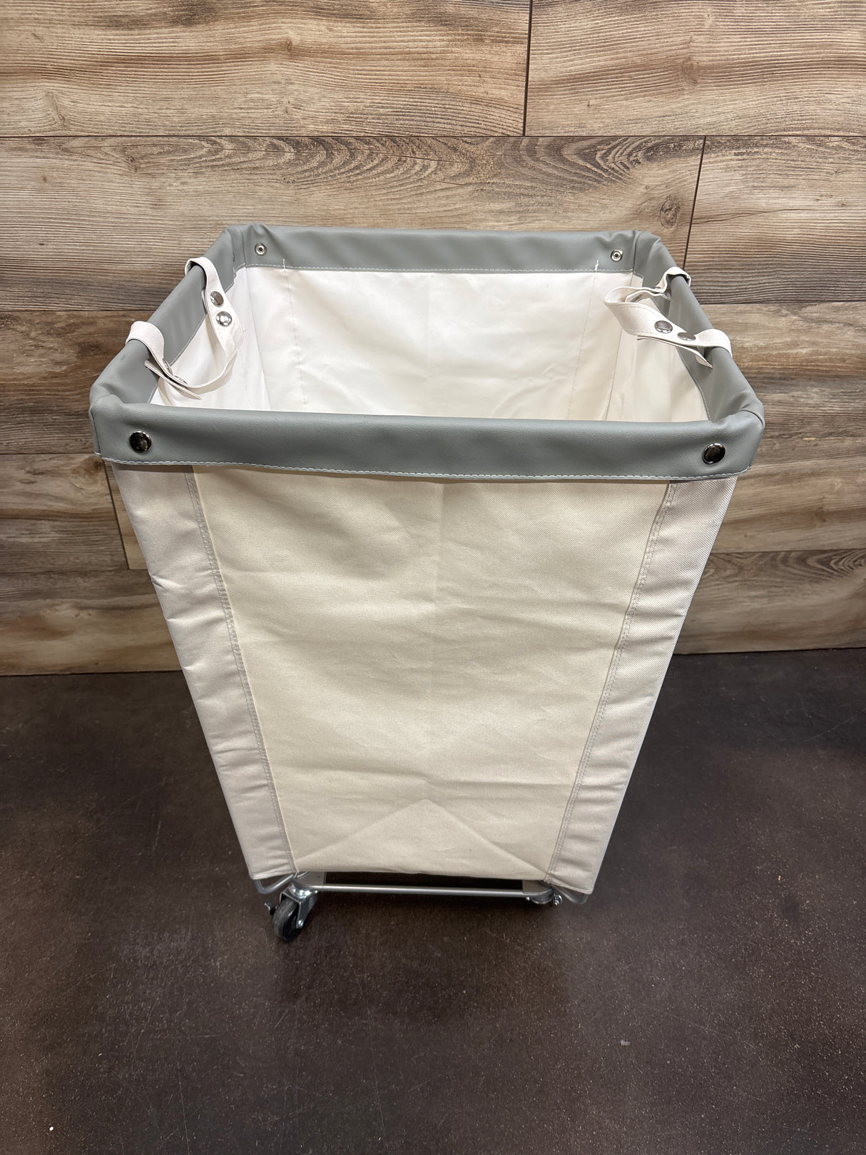 Seville Classics Natural White Commercial Rolling Canvas Laundry Room Hamper