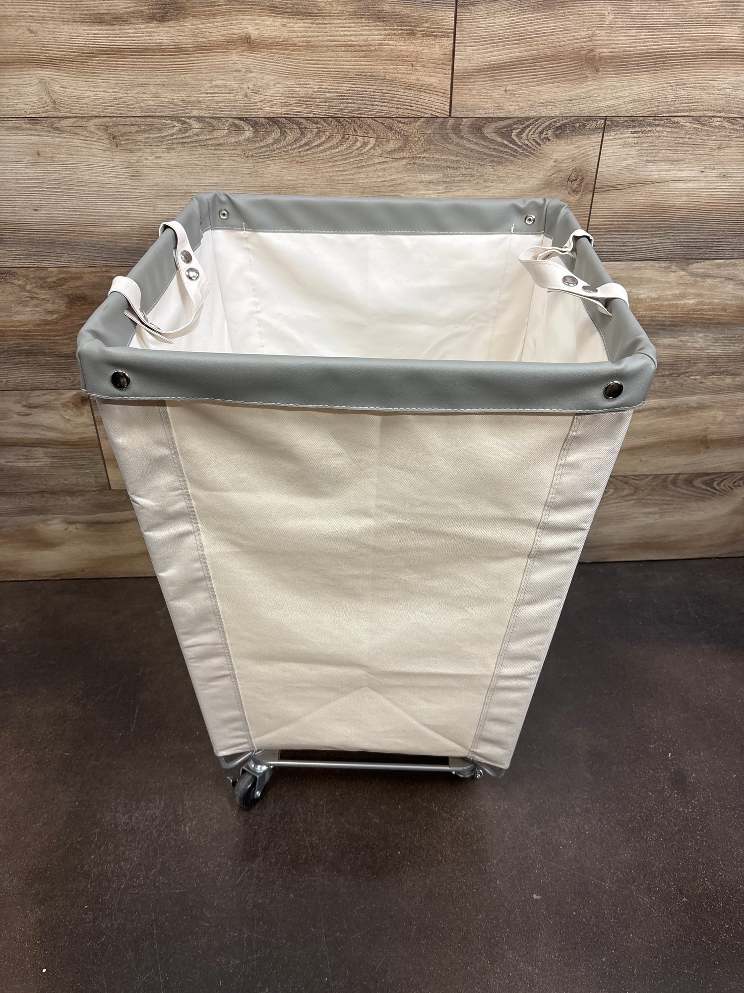 Seville Classics Natural White Commercial Rolling Canvas Laundry Room Hamper