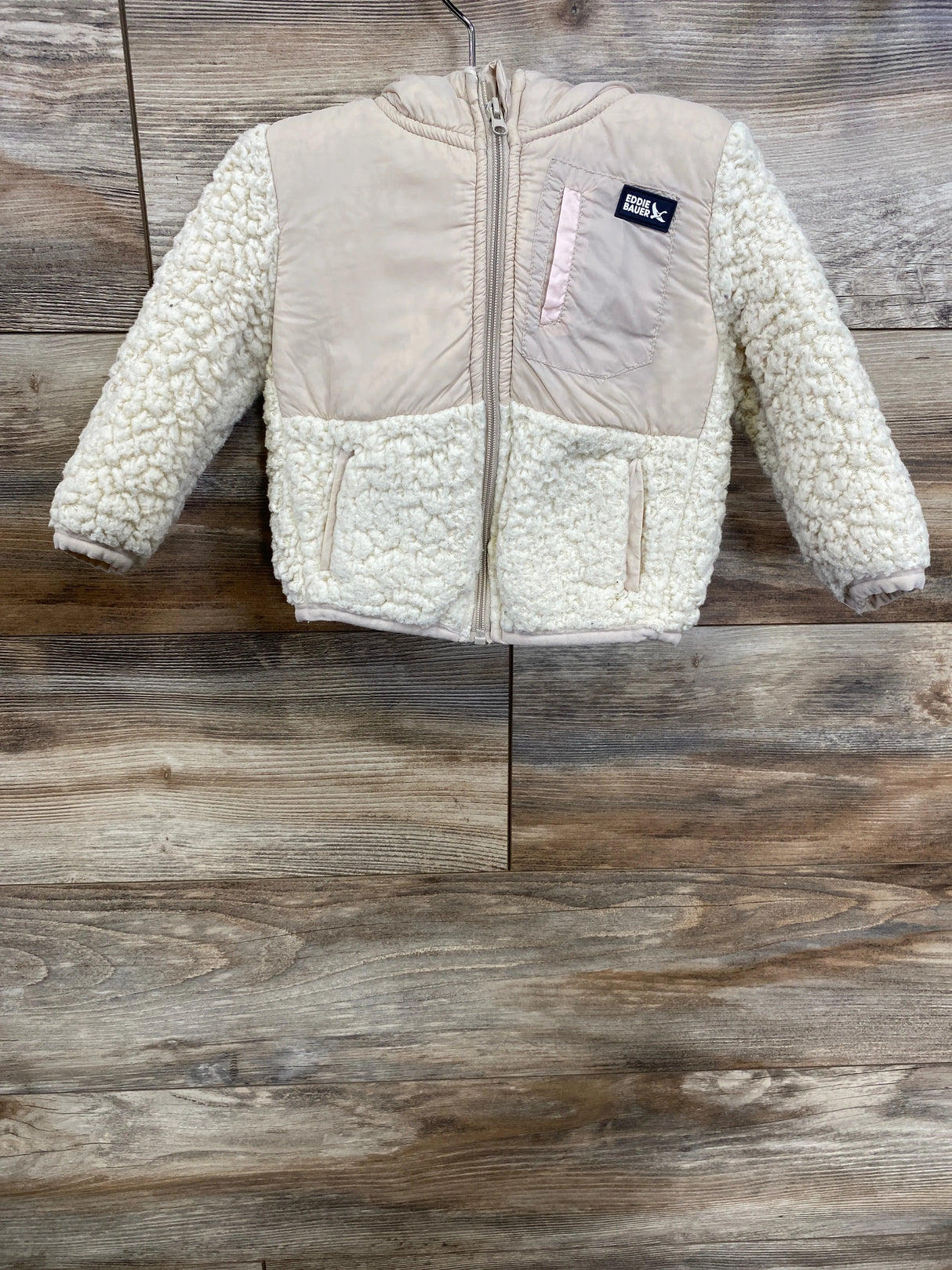 Eddie Bauer Sherpa Lined Full Zip Coat Cream sz 12m