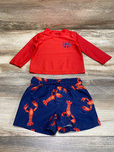 Just One You 2pc Lobster Rashguard & Swim Trunks Set Red sz 9m