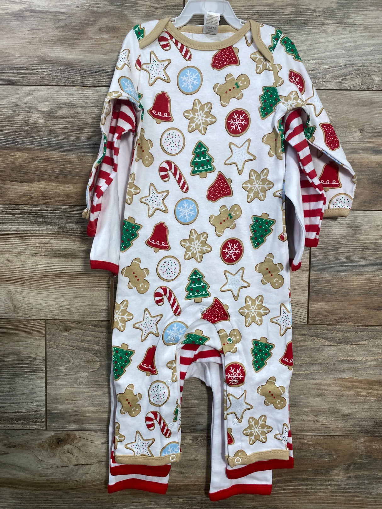 NEW Touched by Nature 3pk Christmas Coveralls White/Red sz 18m