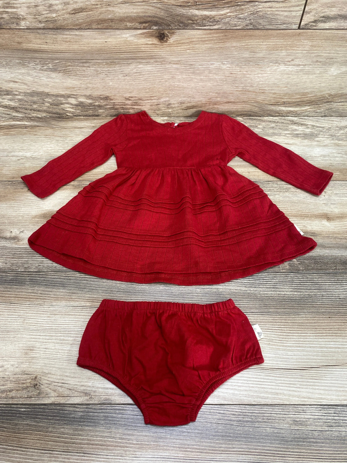 Burt's Bees Baby 2pc Pointelle Dress & Bloomers Red sz 3-6m