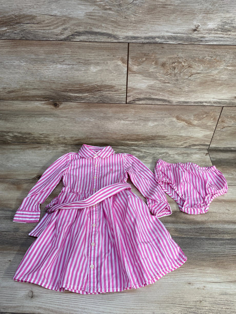 Ralph Lauren 2pc Striped Cotton Shirtdress & Bloomers Pink sz 18m - Me n Mommy To Be