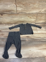 Lou Lou 2pc Henley Top & Footed Pants Set Grey sz Newborn