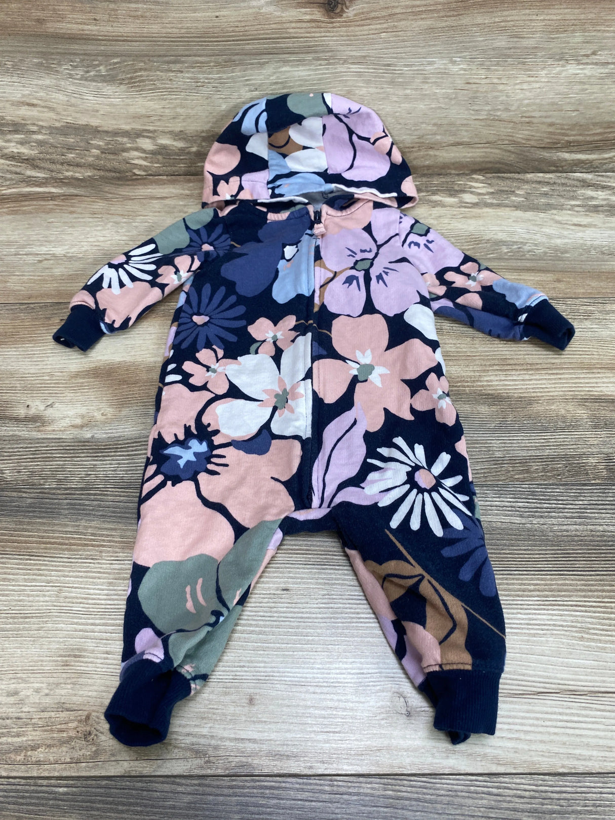 Carter's Hooded Coverall Floral Print Pink/Blue Sz 6m