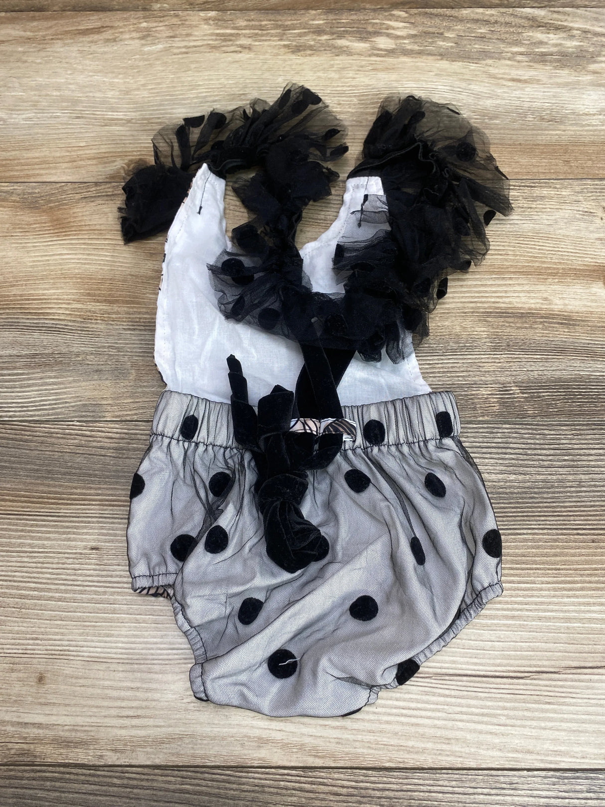 Ruffle Halloween Print Romper Black/White sz 3m - Me n Mommy To Be
