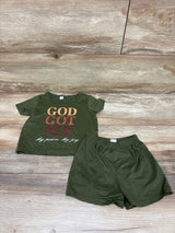 God Got Me 2pc Shirt & Shorts Set Green sz 6-9m