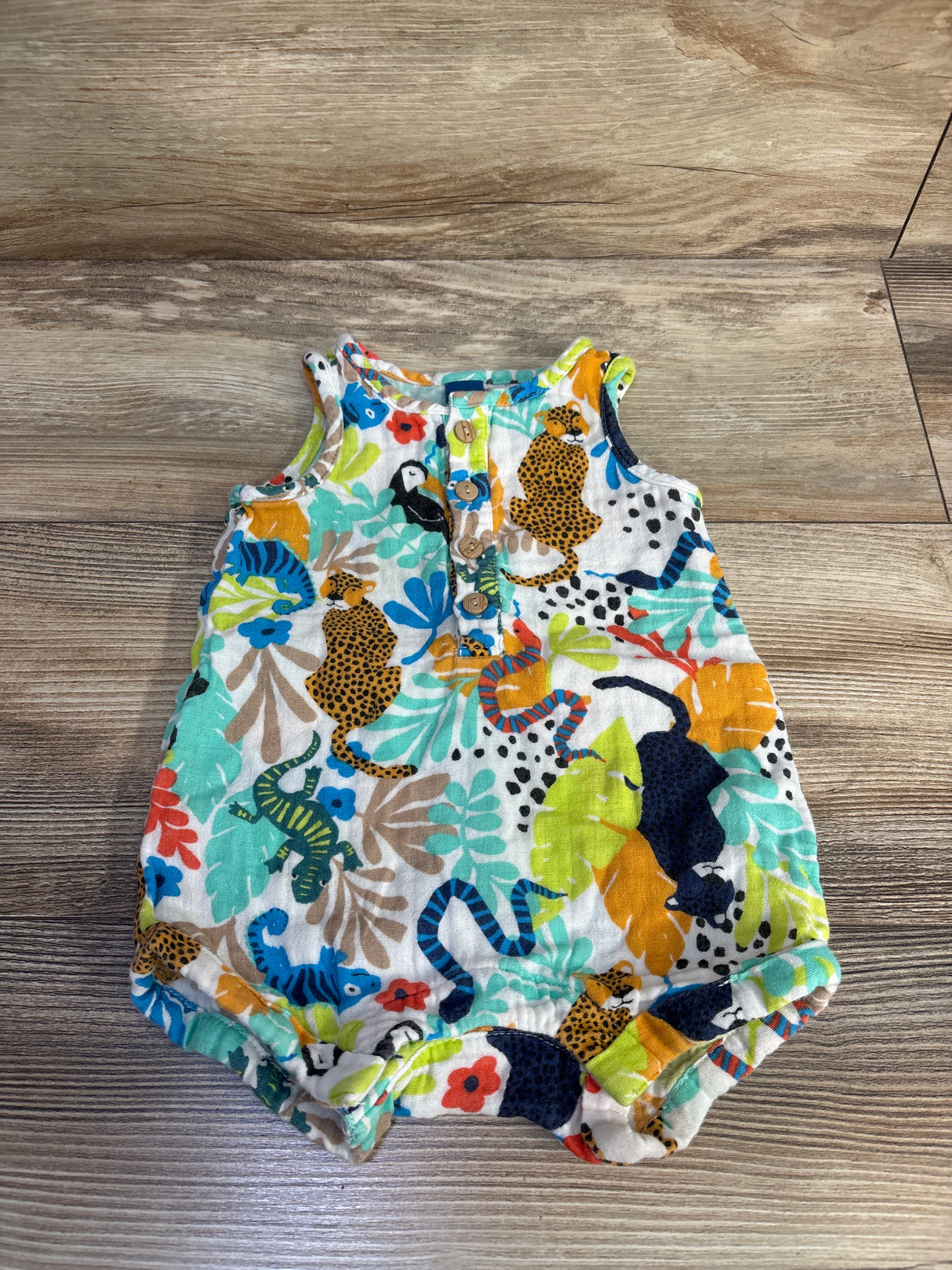 Old Navy Sleeveless Double-Weave Henley Romper White sz 3-6m
