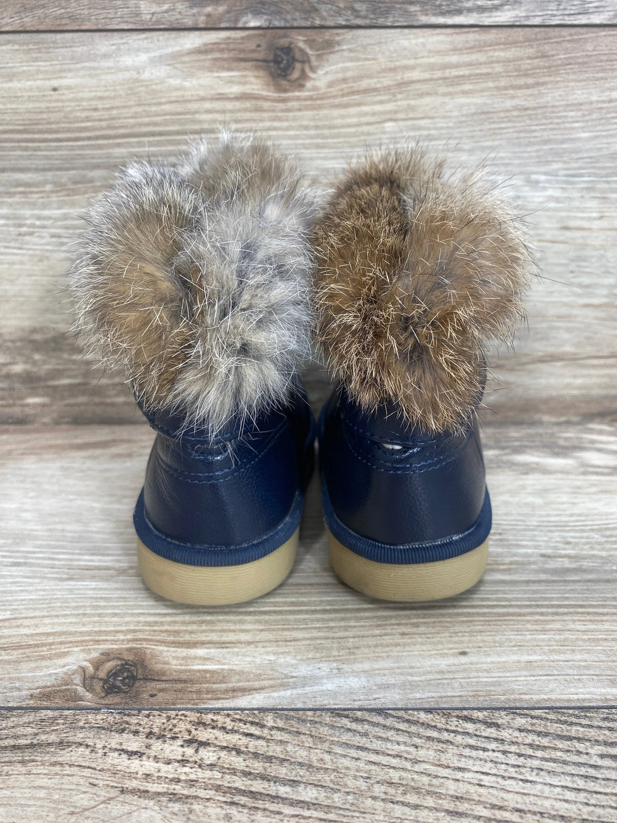 Warm Winter Waterproof Boot PU Leather Faux Fur Trimmed Blue Sz 5c