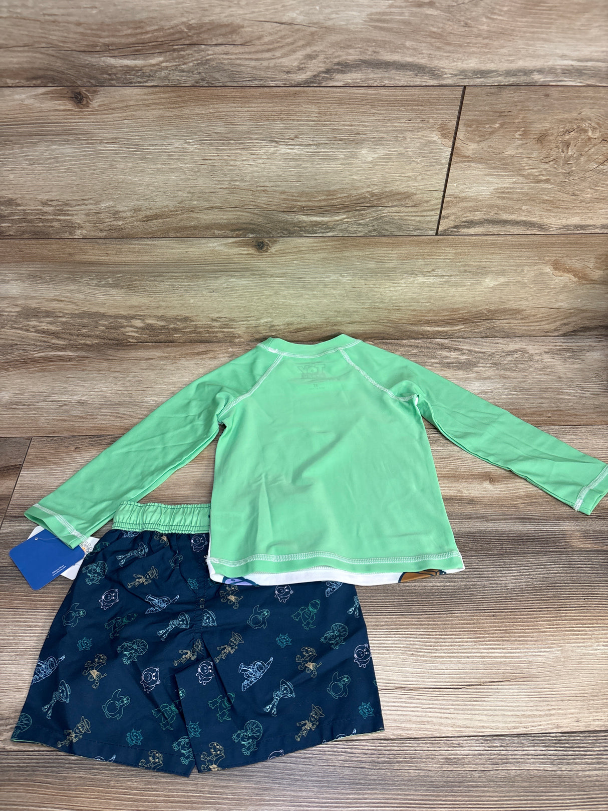 NEW Disney Toy Story 2pc Rashguard & Swim Trunks Set Green sz 3T