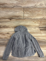Abercrombie Open Front Fringe Hooded Cardigan Grey sz 3/4