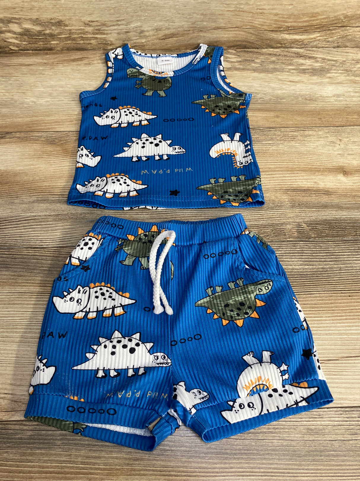 2pc Dinosaur Tank Top & Shorts Blue sz 6-9m