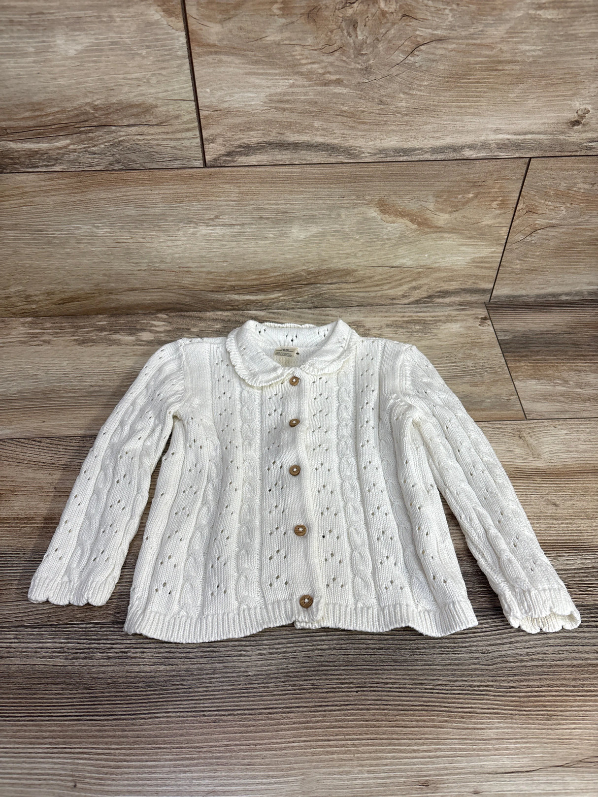 OshKosh Eyelet Trim Button Front Cardigan White sz 18m
