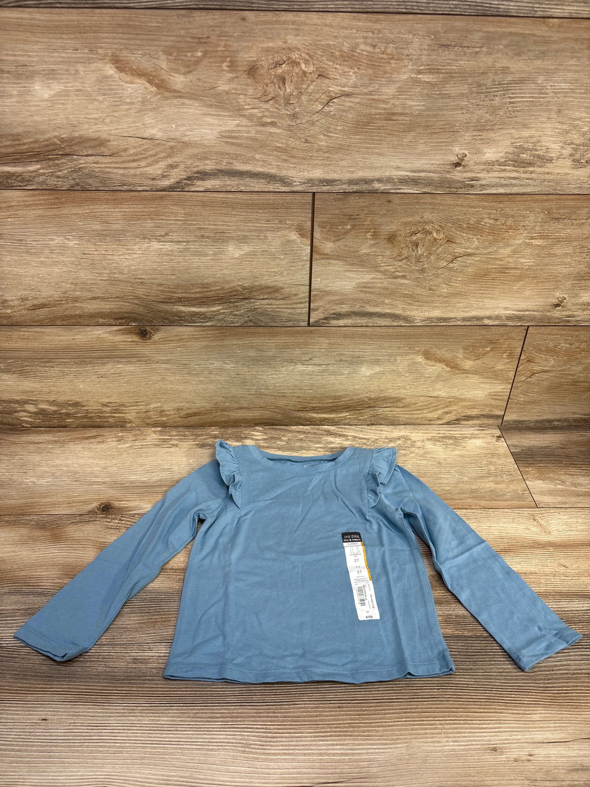 NEW Okie Dokie Ruffle Long Sleeve T-Shirt Western Blue sz 3T